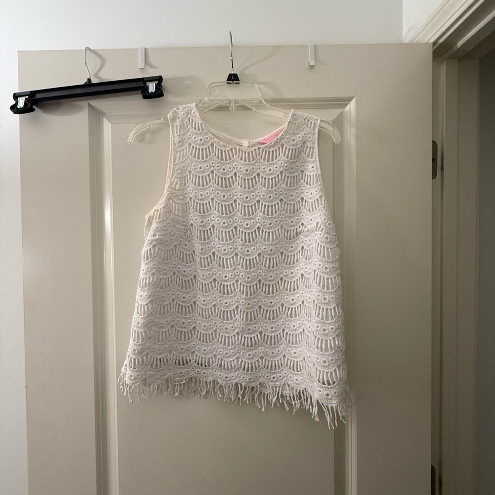 Lilly Pulitzer White Sleeveless Crew Neck Casual Top